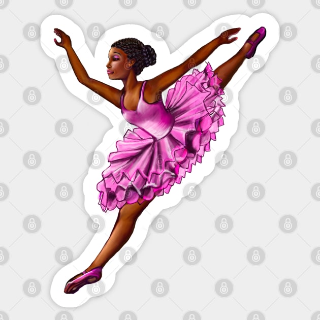 Black ballerina with corn rows ballet dancing ! beautiful  black girl with Afro hair and dark brown skin wearing a pink tutu.Hair love ! Sticker by Artonmytee